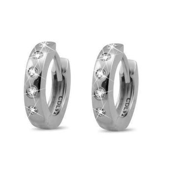 Christina Collect 925 sterling silver Ø 16 mm Creol silver earrings with white topaz, model 670-S16topaz